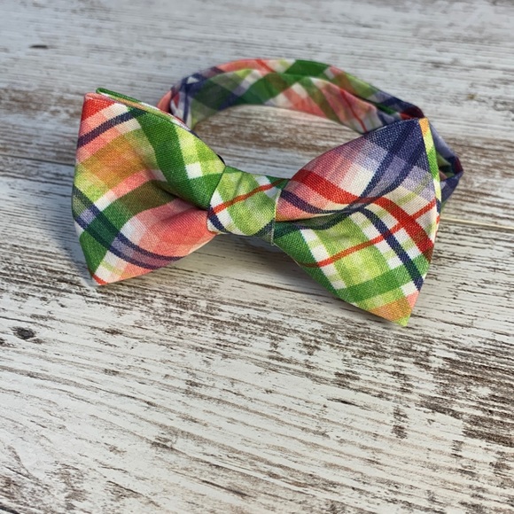 Easter bow tie pre-tied bow tie plaid bow tie spring bow tie Easter outfit pink - Picture 2 of 4